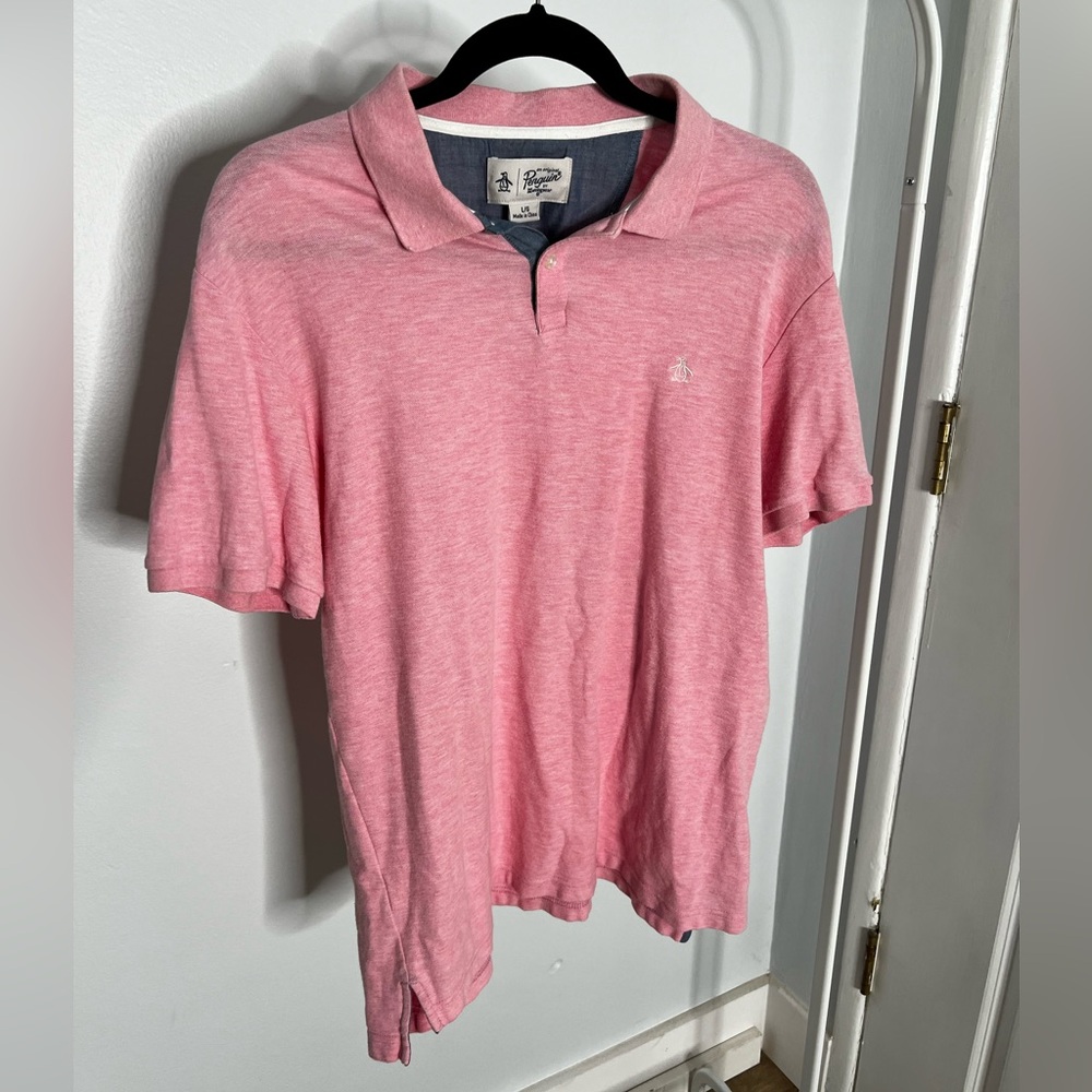 Men’s pink PENGUIN Polo - size LARGE